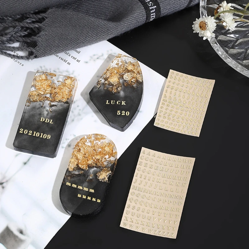 

5 Sheets Letters Metal Stickers Epoxy Filling Materials DIY Resin Mold Fillers Drop Shipping