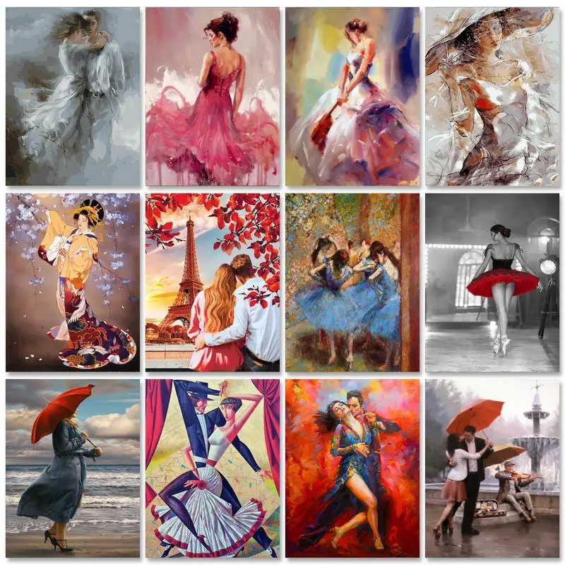 

RUOPOTY Ballet Dancer Picture Paint By Numbers With Frame Diy Crafts Acrylic Paint Drawing Coloring By Number For Home Artwork