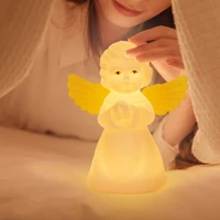 angel silicone night light creative gift led light usb charging cold and warm colorful dimming pat with sleeping light moojou