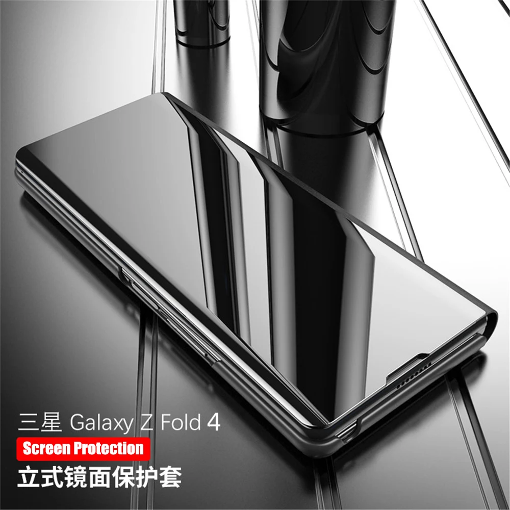 

Luxury Ultra-thin Leather Cover For Samsung Galaxy Z Fold 4 5G Case PU Mirror Screen Protector Shockproof Phone Case Coque Funda