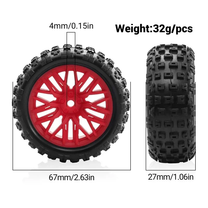 TRXS 4 шт. обновленные ступицы колес в стиле дерева и шины для скального тента Arrma 1/18