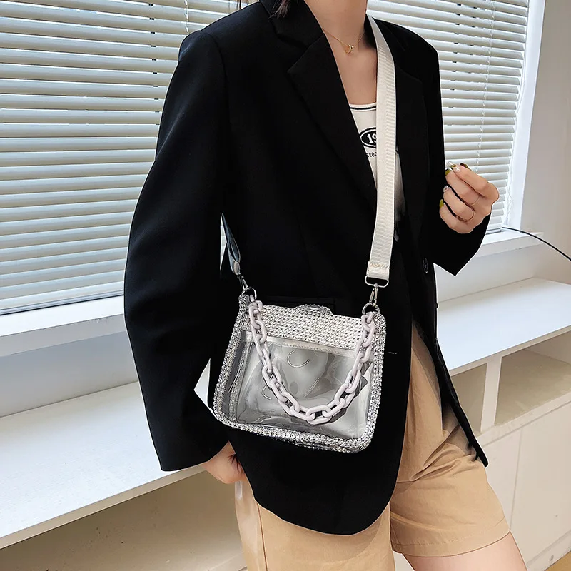 

PVC Transparent Women's Bag Handbags Ladies Shoulder Bags Small Underarm Chain Crossbody Bag Female Messenger Houlder Bag