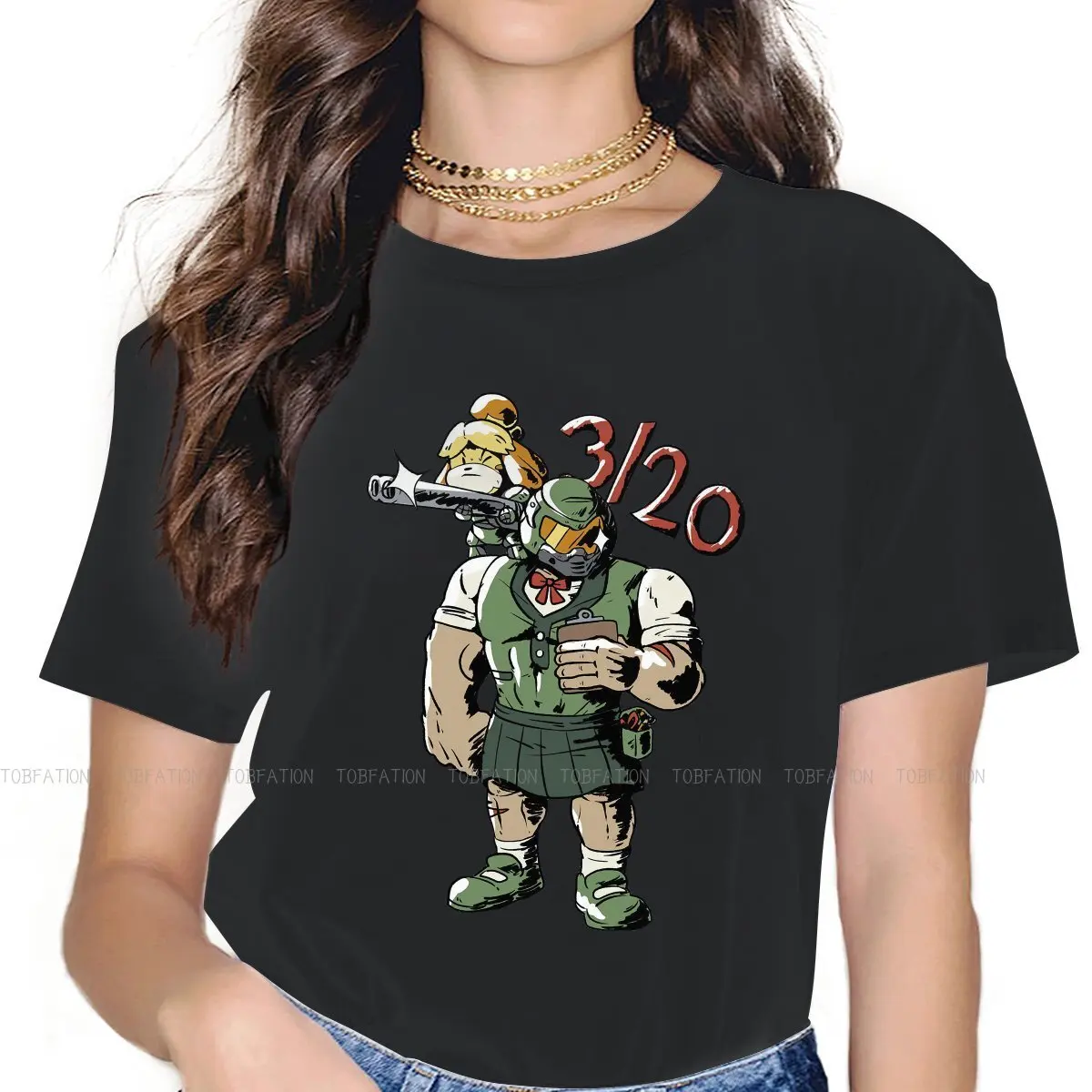 

Doom Slayer and Isabelle Special TShirt for Girl Animal Crossing Timmy Game Fashion Hip Hop Gift Clothes T Shirt Short Sleeve