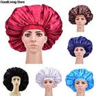 Шапка для сна, модная атласная шелковая шляпа, для защиты головы и ухода за кудрявыми вьющимися волосами, большой размер, 1 шт.