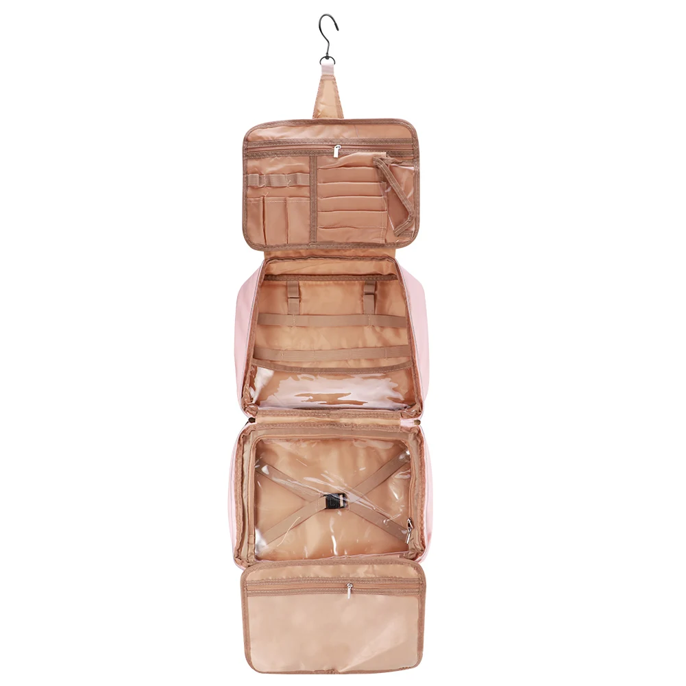 

Wear Resistance For Traveling Home Makeup Easy Clean Portable Hanging Multi Compartment Zipper Toiletry Bag Cosmetic Storage