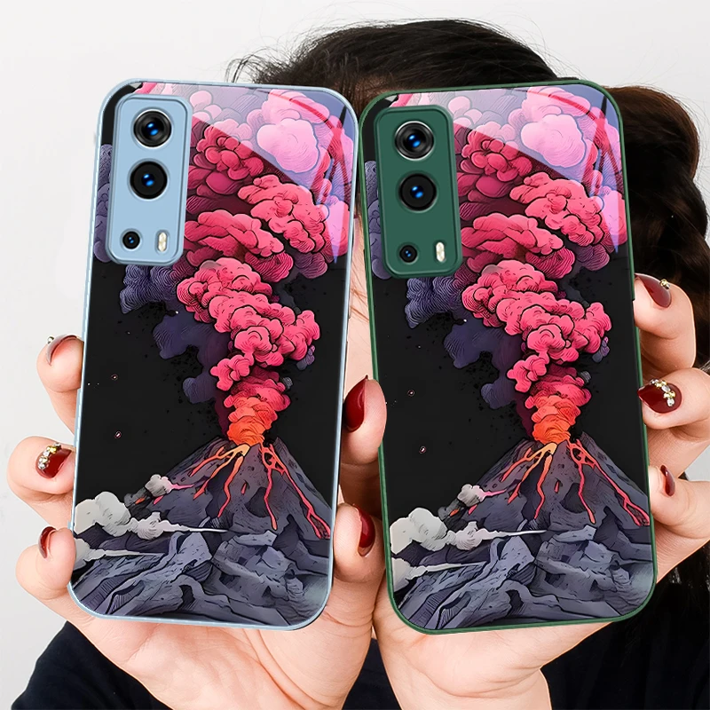 Simple Pink Volcanic For VIVO Y72 X100 Pro Y55 16 V20 29 V30 X60 Y11s Y20 X80 5G Y36 4G V23e Tempered Glass Phone Case