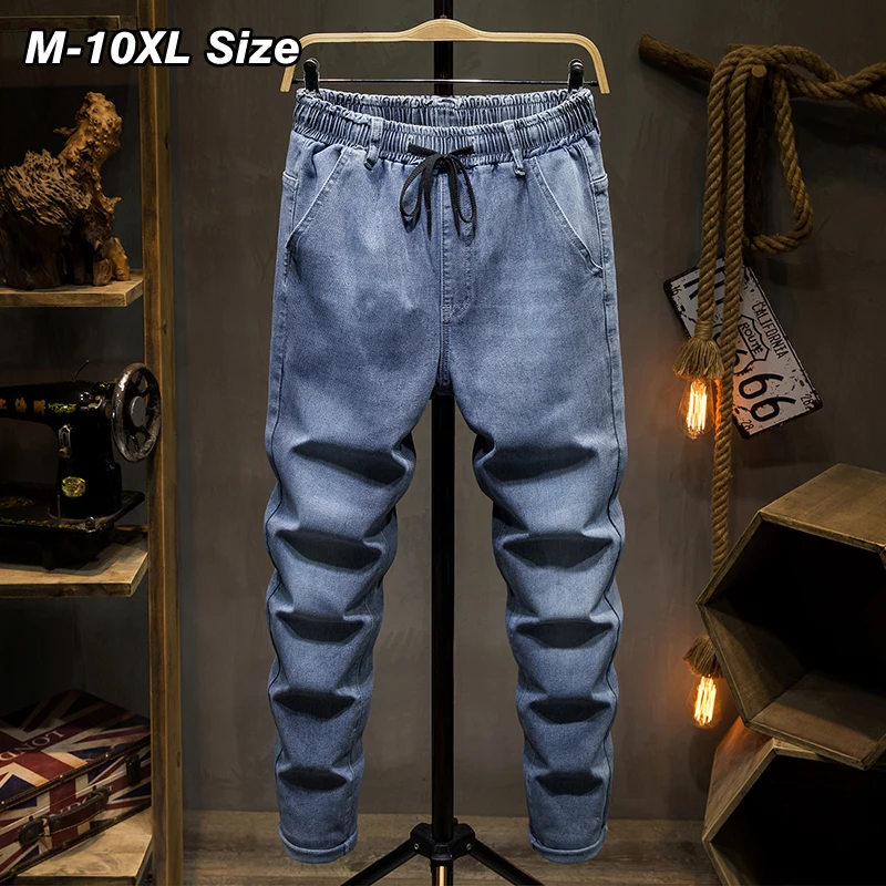 

Plus Size Men's Jeans Summer Thin Elasticity Denim Harem Pants Baggy Fashion Street Casual Trousers Clothing 7XL 8XL 9XL 10XL
