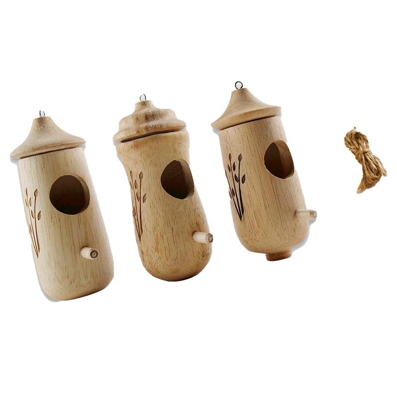 

3PCS Bird House Wooden Exterior Bird Swinging Bird Nest Wren Swallow Sparrow Bird House