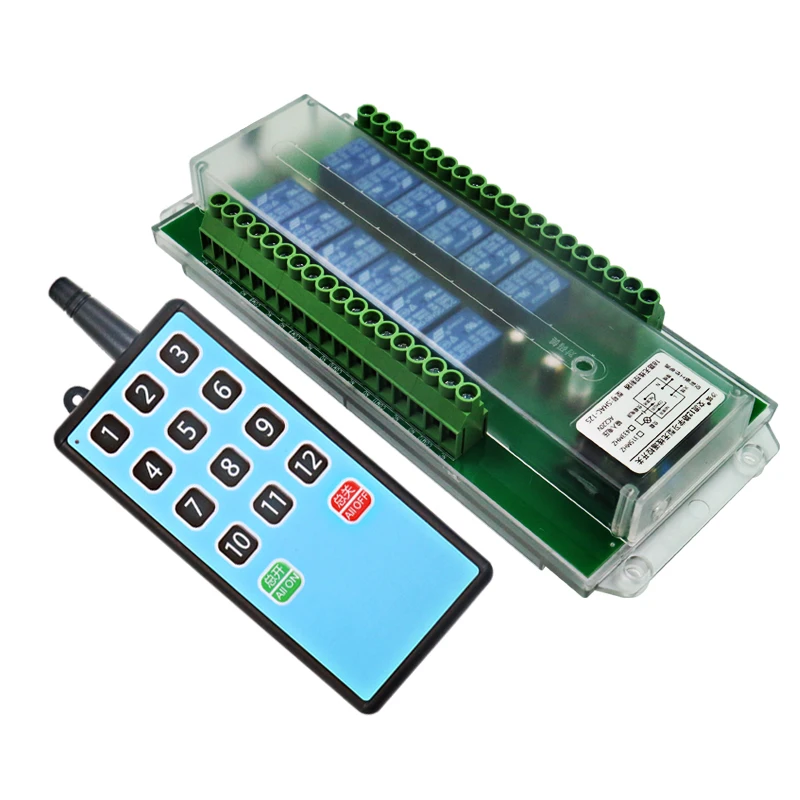 DC 12V 24V AC220V 12 CH Channels  RF Wireless Remote Control Switch Remote Control System Receiver Transmitter 12CH Relay 433 MH