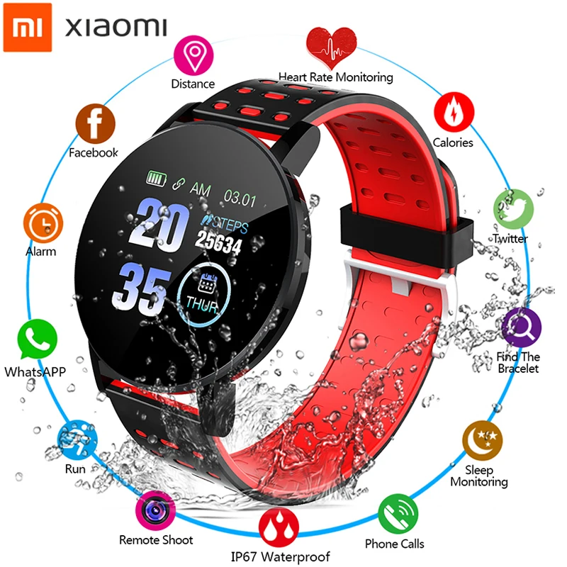 

XIAOMI 119Plus Smart Watch Blood Pressure Sport Tracker Waterproof Bluetooth Bracelet Heart Rate Monitoring For Android Ios