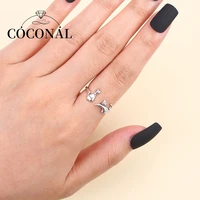 coconal korean fashion romantic cute creative two cat shape open ring for birthday party celebration gift women jewelry gift