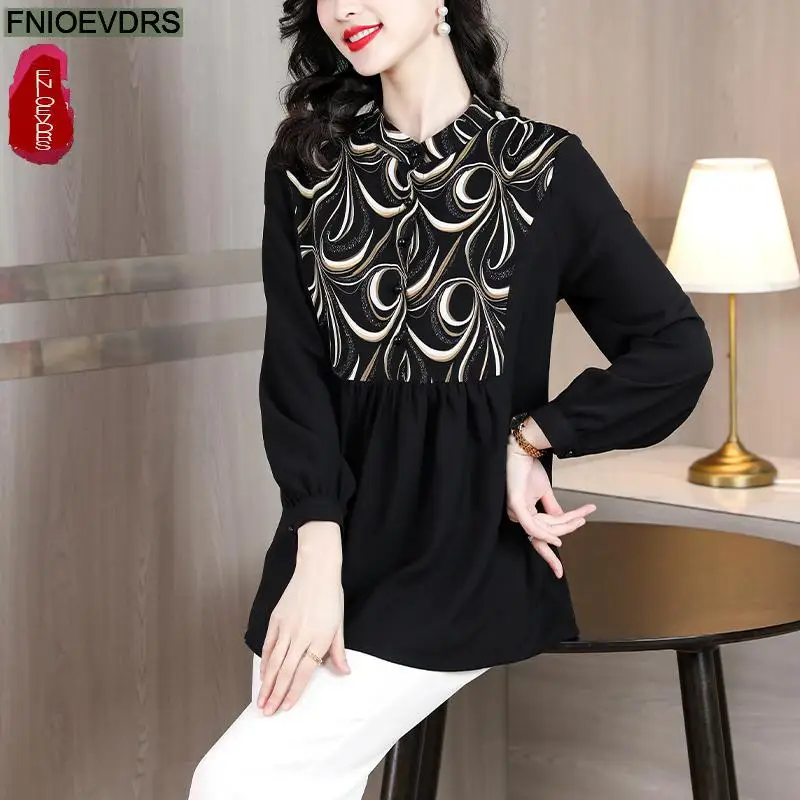 L-5XL Loose Clothes 2023 Women European Fashion Elegant Office Lady Work Ruffles Shirt Casual Tunic Peplum Tops And Blouses
