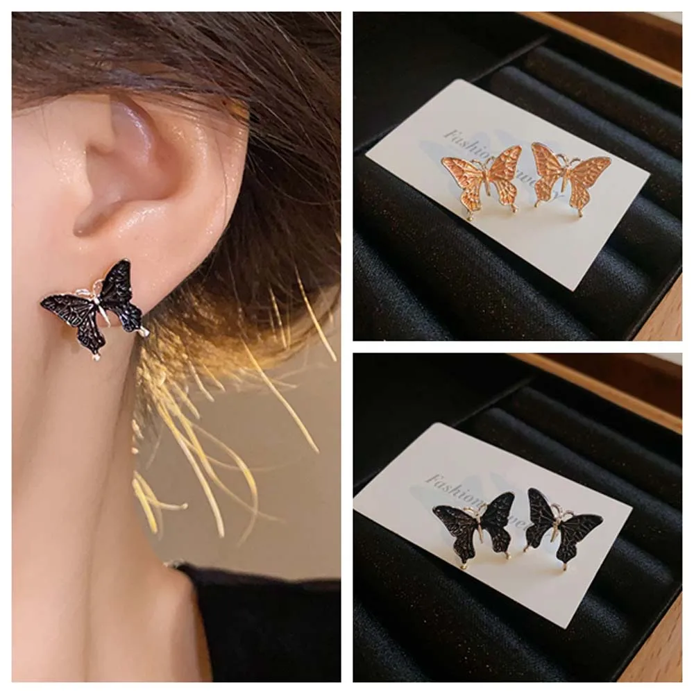 Серьги-гвоздики в виде бабочки женские металлическая пряжка с 3D резным декором