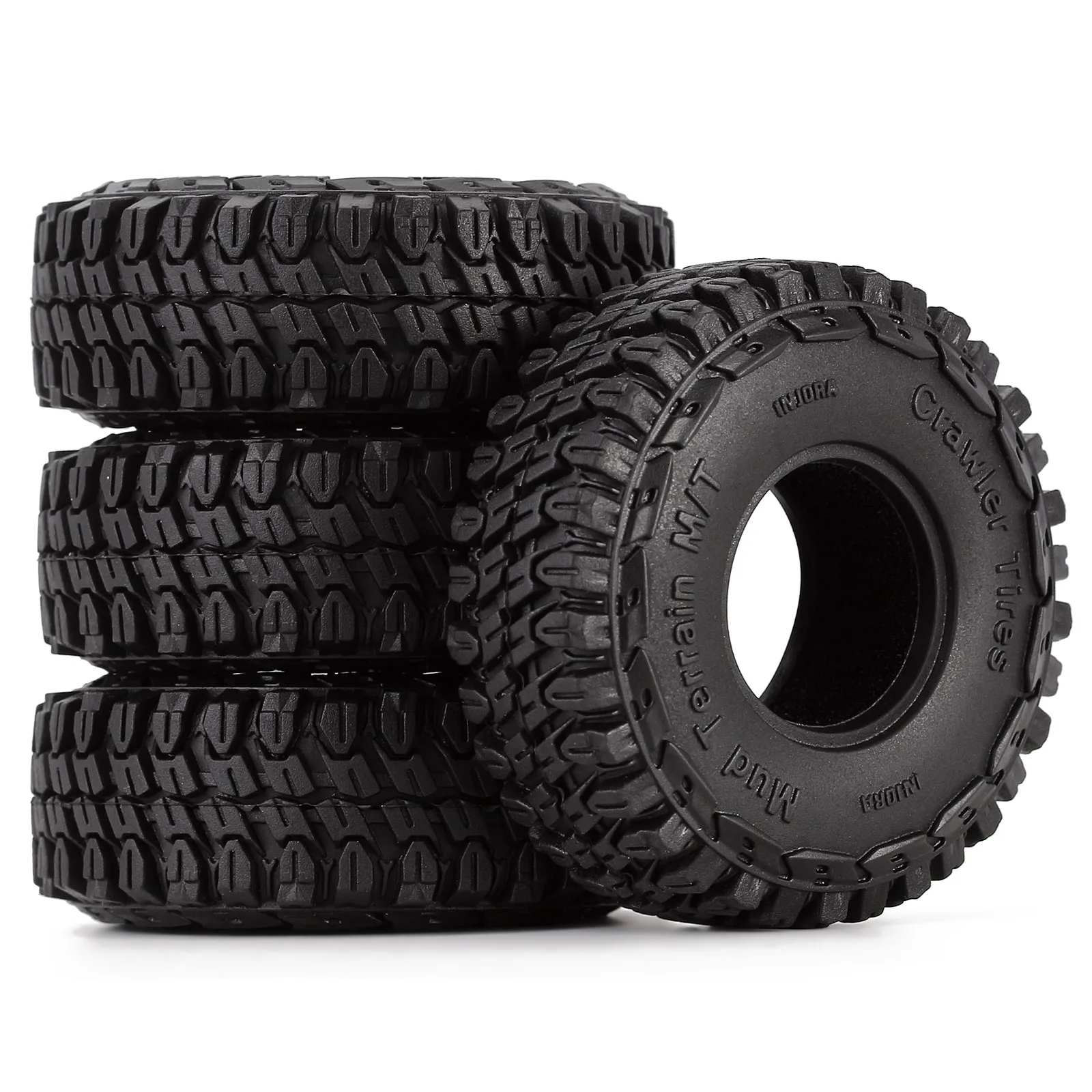 

4PCS 1.0" Soft Rubber Mud Terrain M/T Tires for 1/18 1/24 RC Crawler Car Axial SCX24 Micro Car Gladiator Upgrade Part (T1002)