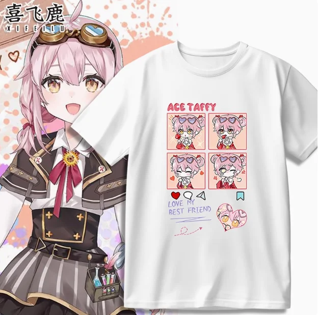 Летняя футболка с коротким рукавом и аниме Vtuber Ace Taffy костюм для косплея