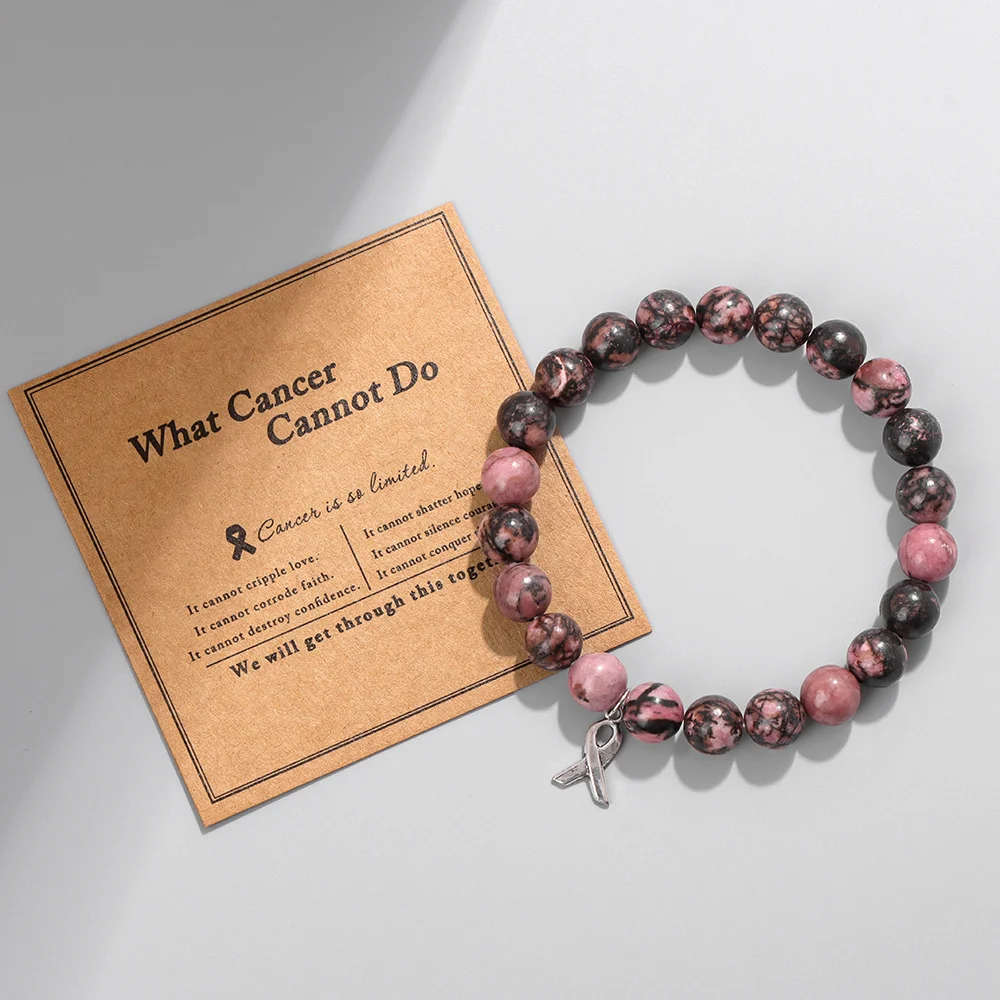 Браслеты с изображением рака груди природный камень искусственный кошачий глаз