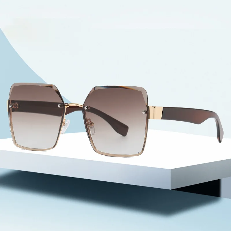 

Очки солнцезащитные женские квадратные без оправы, трендовые тонкие солнцезащитные очки в сеточку, с крупным лицом