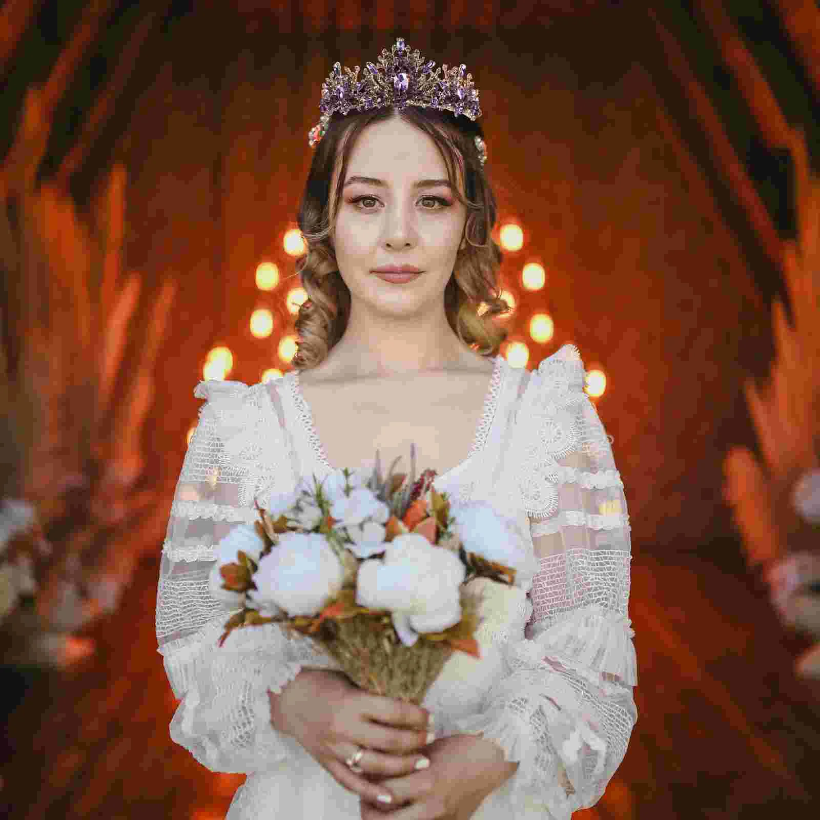 

Свадебные короны и диадемы в стиле барокко, свадебная тиара, винтажная корона для выпускного вечера и фестиваля (фиолетовая)