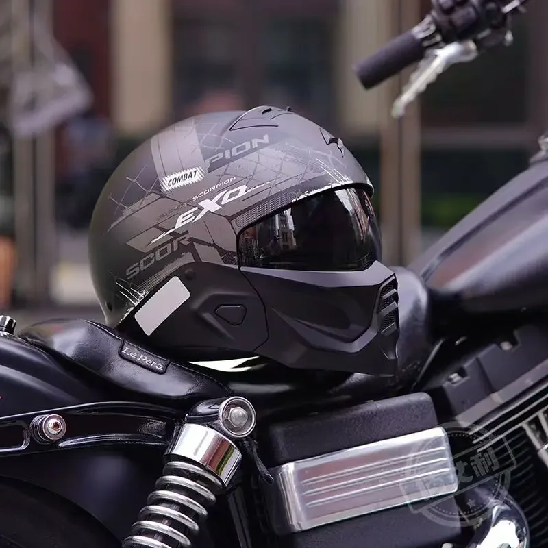 Мотоциклетный шлем USA Scorpion Exo-Combat II одобренный ECE DOT съемный в стиле ретро анфас Cascos