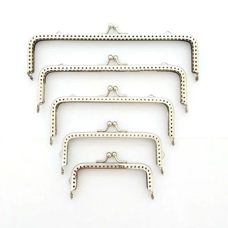 

1Pc 8.5-18cm Coin Purse Frame Hanger Embossing Rectangle Metal Kiss Clasp Lock Accessories Frame Handle For Wallet Handbag Parts