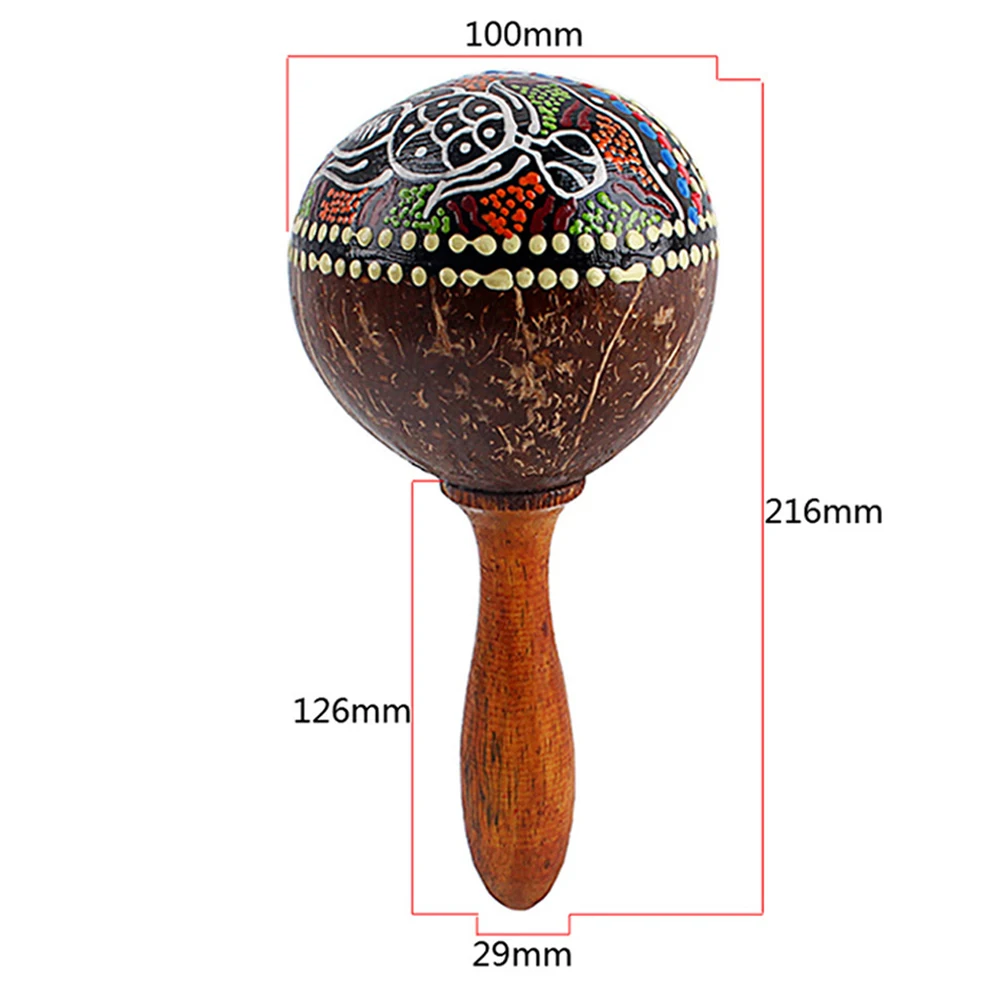 

Brand New Maracas Sand Hammer Coconut Shell Develop Musicality For Band Party Hand Painted Design Percussion Toy