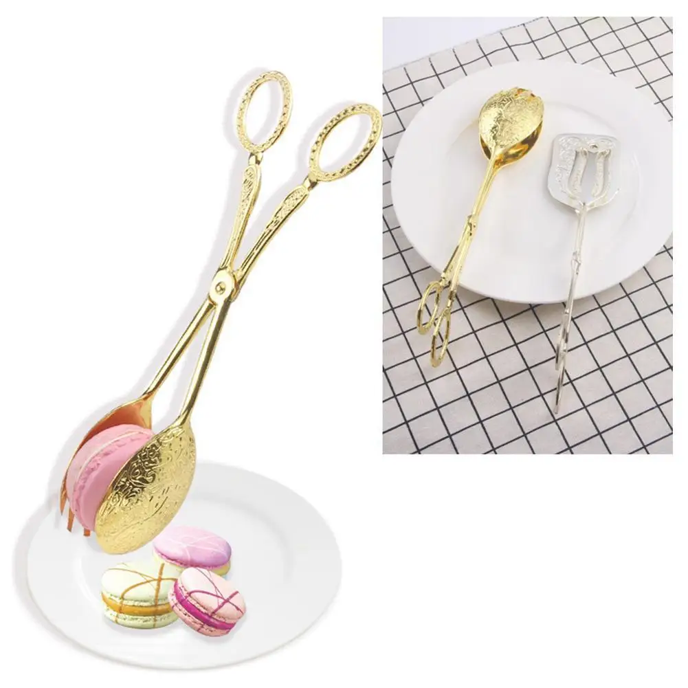 

Salad Cake Clip Home Gold-plated Vintage Food Tong Bread Clamp Dessert Clips For Kitchen Barbecue Partty