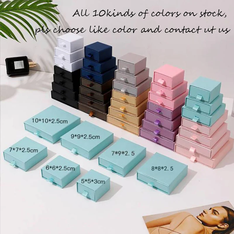 30Pcs/Lot Square Jewelry Organizer Box Rings Pendant Storage Cases Drawer Box For Necklace Earrings Christmas Gifts Packing