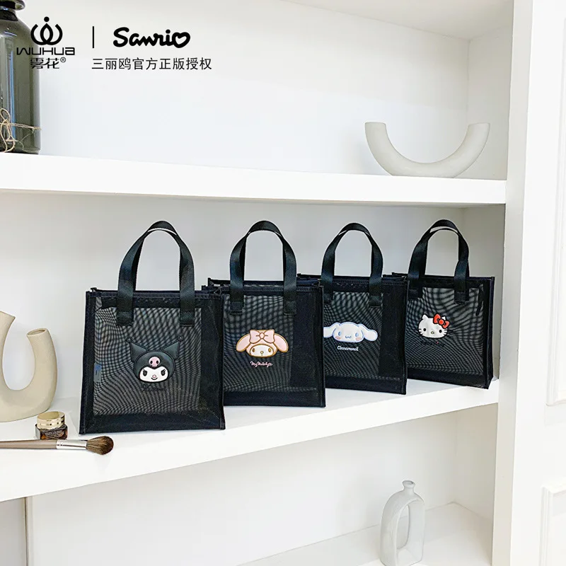 

Sanrio Hello Kitty Cosmetic Bag Kuromi Handbag Kawaii MakeUp Case Toiletry Bag Melody Large Capacity Tote Bag Women Pouch Purses