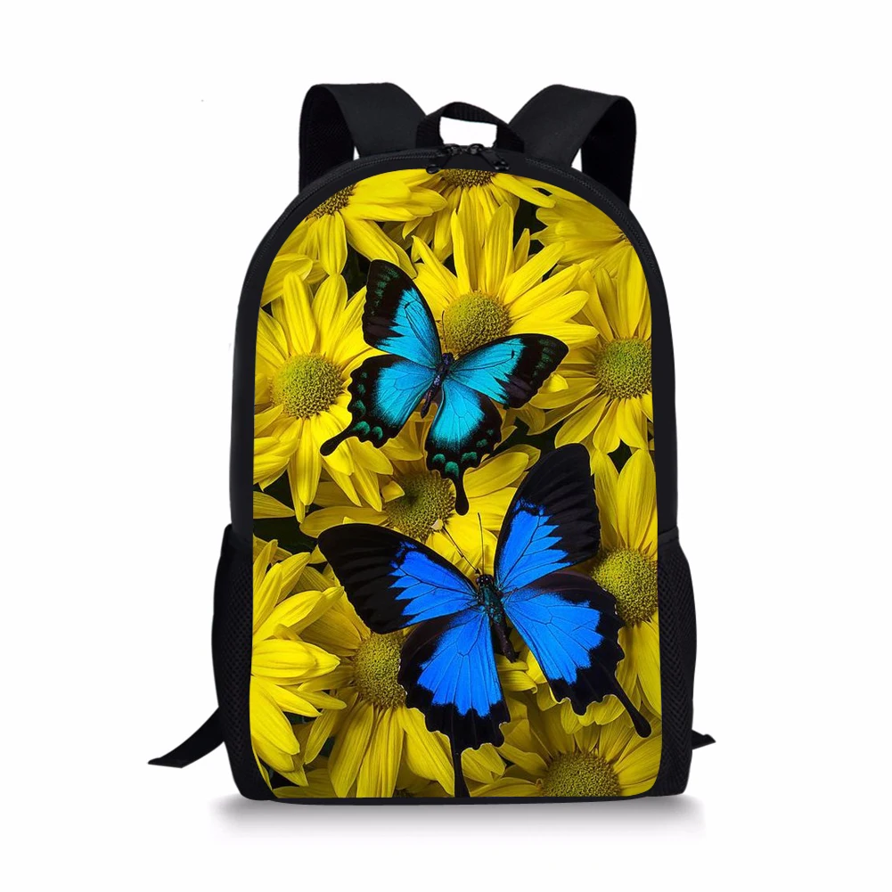 Butterfly Print Backpack Portable Casual Outdoor Travel Children's Knapsack Durable Large Capacity School Bags for Girls Boys