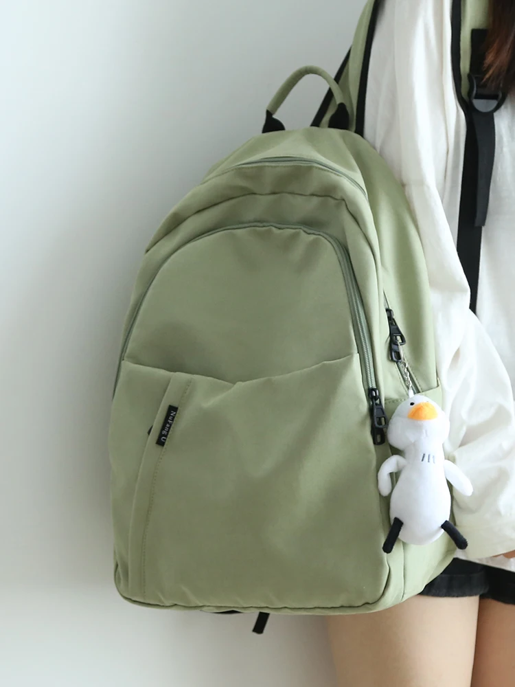 

solid color vintage style backpack female 2023 new fashion casual schoolbag junior high school girl's backpack ladies backpack