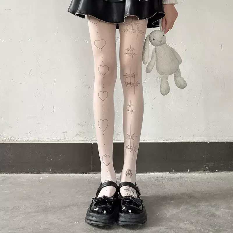 Y2k чулки до бедра для девочек сексуальное женское белье колготки с принтом сердца