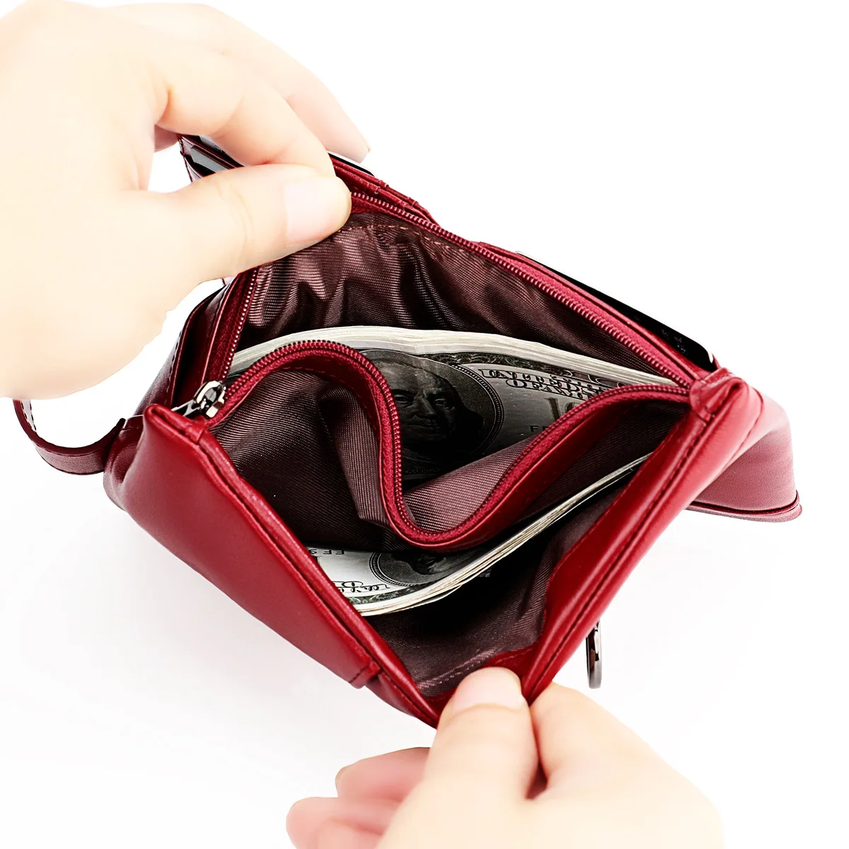 Fashion Small Oil wax Leather Wallet Women Stylish Zipper & Hasp Card Wallet Woman High Quality Short Credit Card Holder Purse