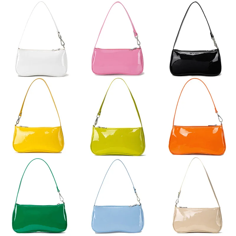 Simple Minimalist French Style Underarm Hobo Bag Summer Y2K Colorful Mirror Reflective Shoulder Handbag Small Tote Fashion Trend