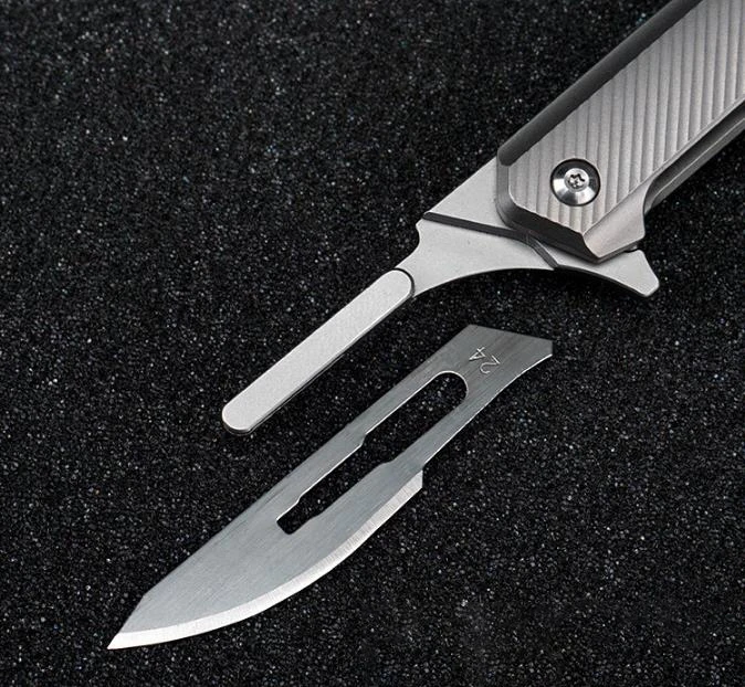 High Quality Titanium Alloy Handle Outdoor Tactical Folding Knife Camping Safety Defense Portable Pocket Knives EDC Tool
