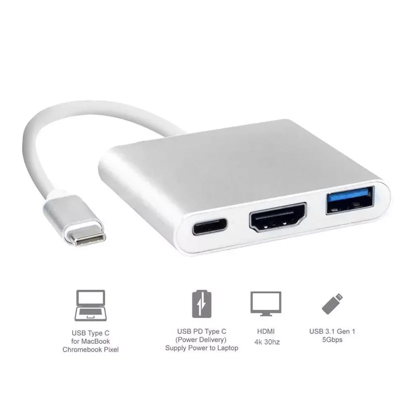 

USB C HUB to HDMI-compatible For Macbook Pro/Air Thunderbolt 3 USB Type C Hub to HDMI-compatible USB 3.0 Port USB-C Power