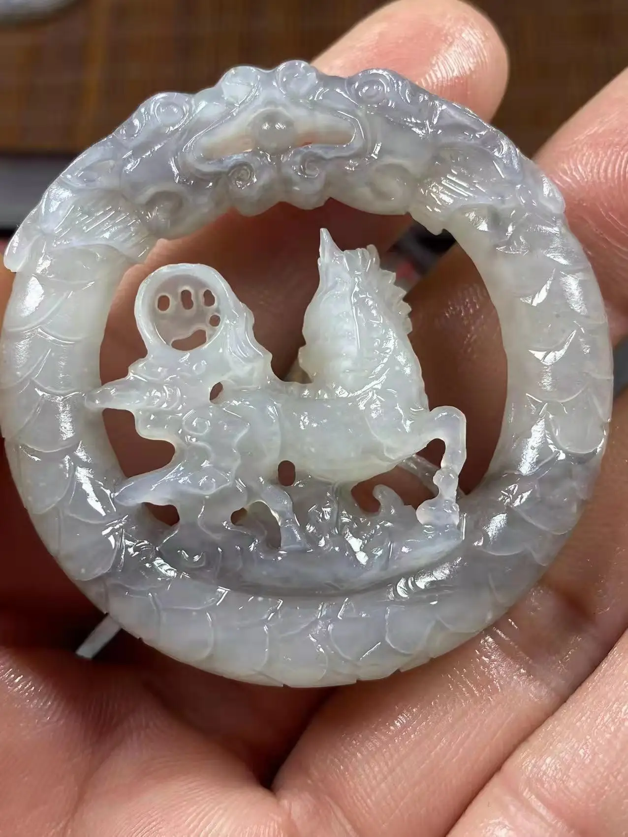 

Natural violet hetian jade A HandCarved jade brave troops jadeite jade necklace pendant jade necklaces jewelry woman