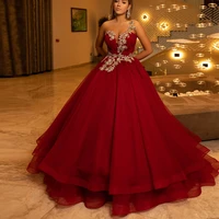 wine red 2022 prom dresses puffy princess one shouder lace beading formal evening gowns quinceanera sweet 16