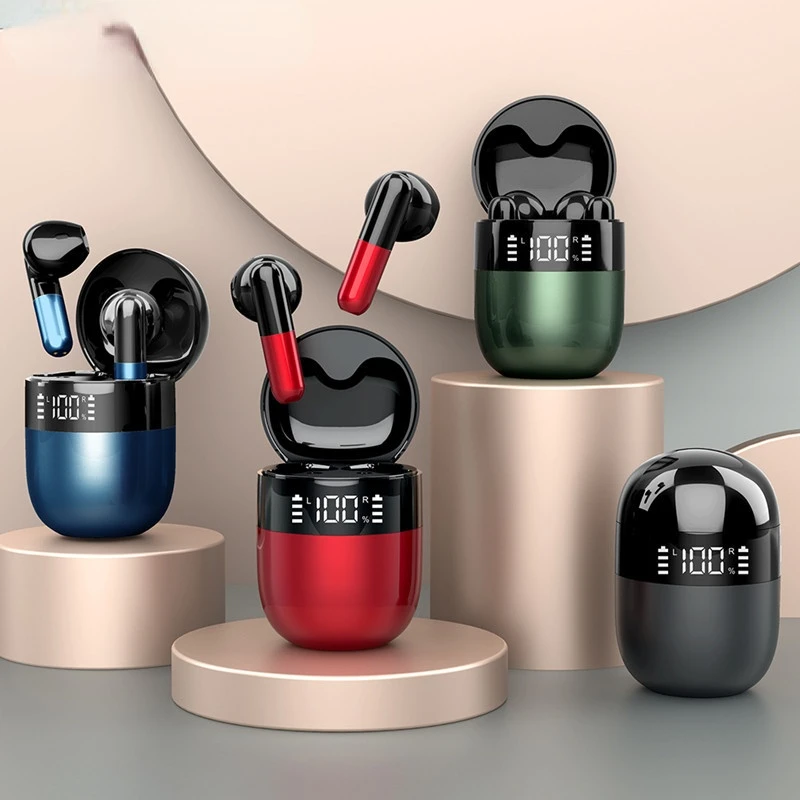 

New J28 TWS Earphone Bluetooth 5.0 Fashion Wireless HIFI Earbuds Stereo With Digital Display Microphone Sports Game Headphones