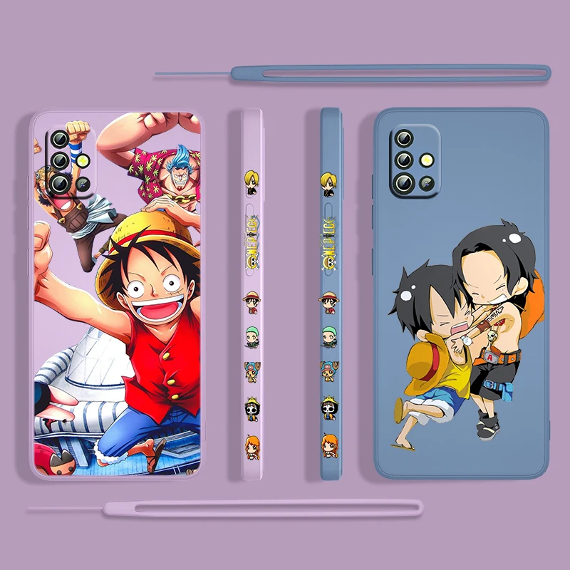 

Anime ONE PIECE Boys For Samsung Galaxy A73 A53 A33 A52 A32 A22 A71 A51 A21S A03S A50 4G 5G Liquid Left Rope Phone Case Fundas