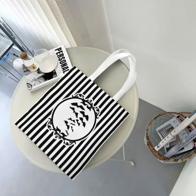Полосатая и летучая мышь сумка-шоппер для покупки продуктов Женская милая