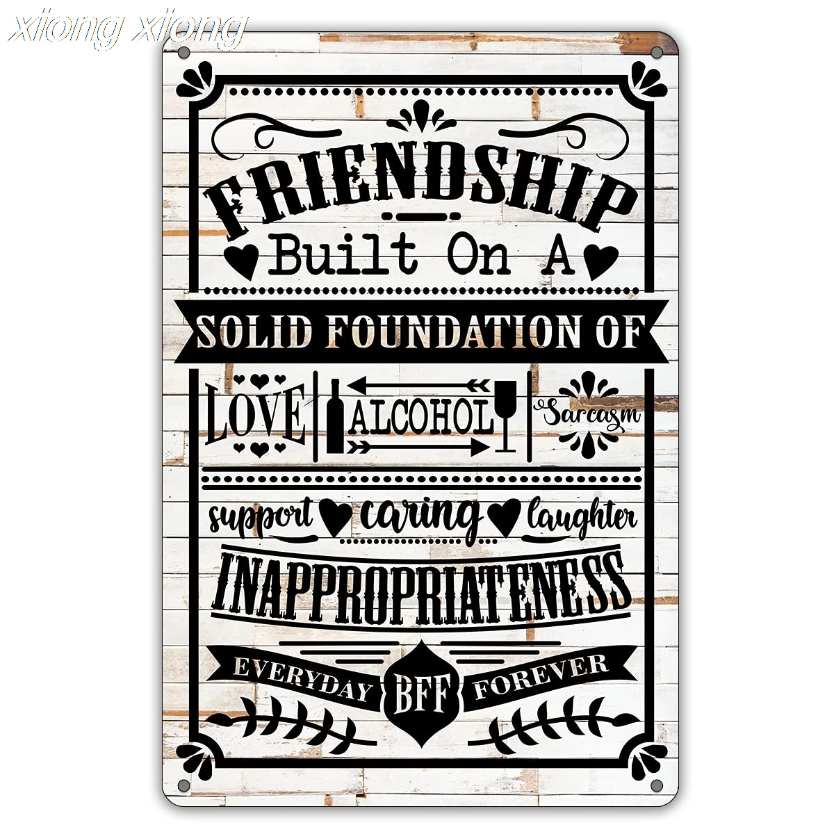 

Friendship Metal Tin Sign Wall Decor Rustic Farmhouse Friendship Sign for Home Decor Gifts