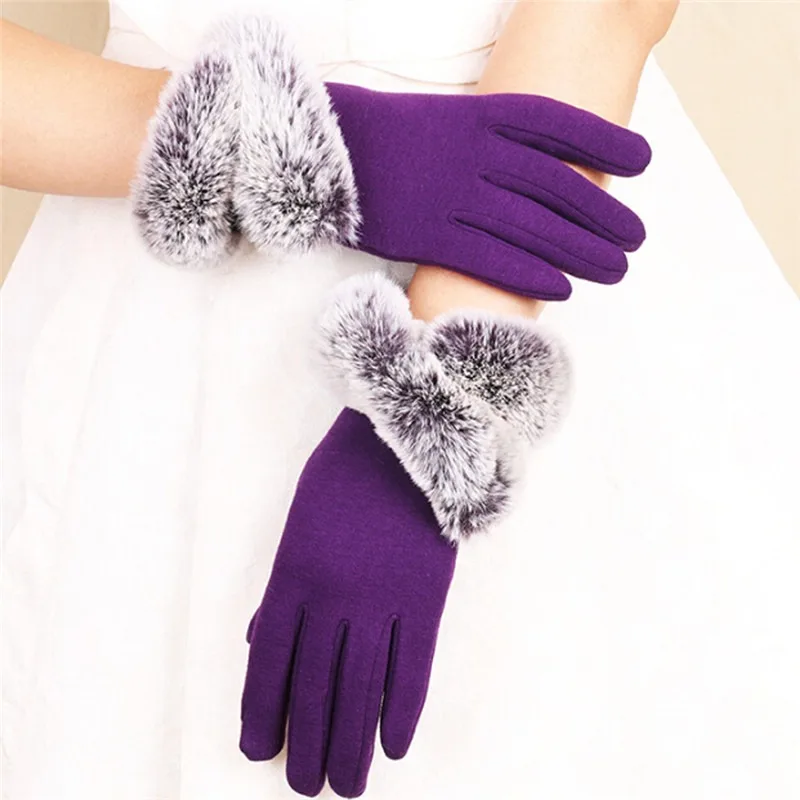 

2022 Autumn Fashion Women Gloves Winter Cute Furry Warm Mitts Full Finger Mittens Women Female Gloves
