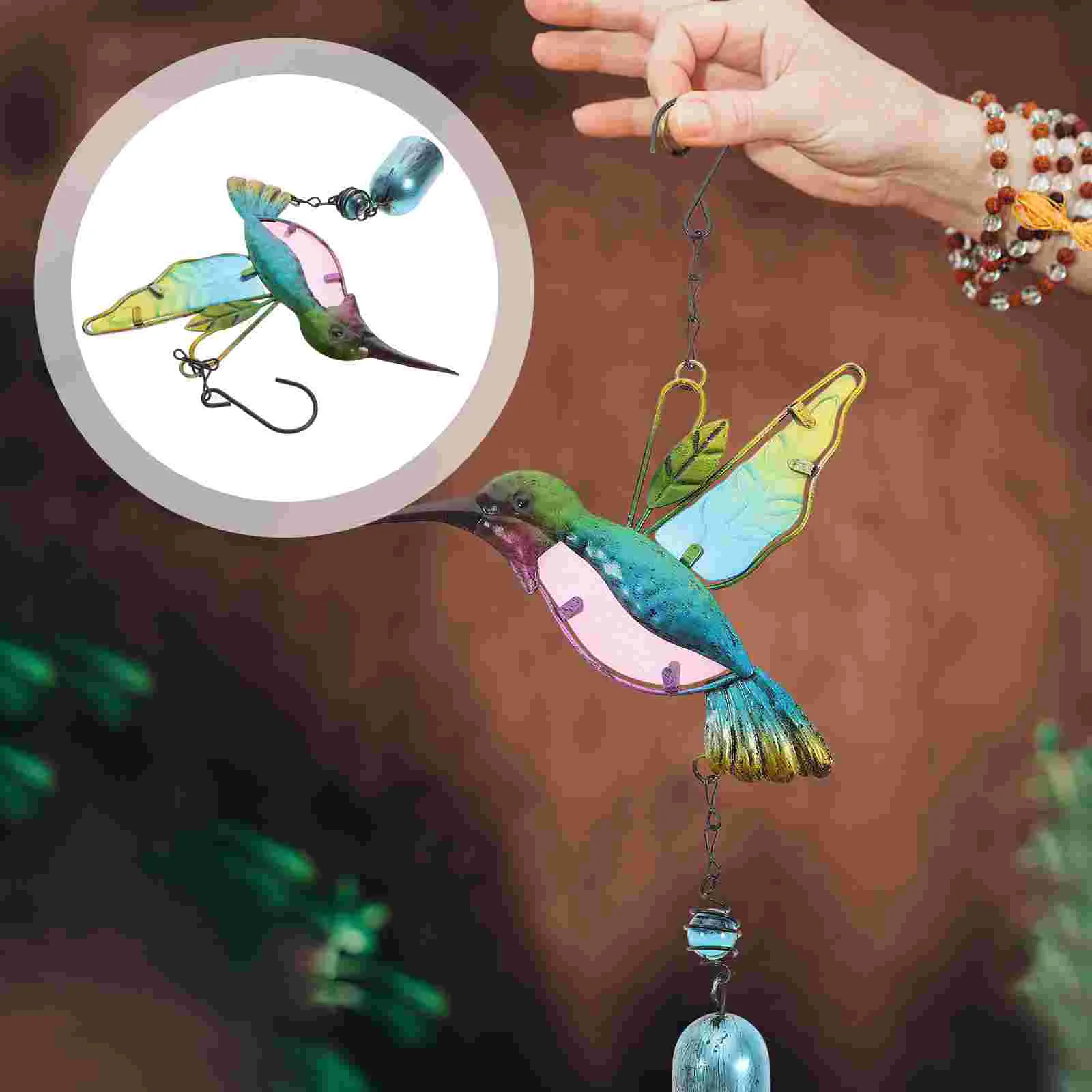 

Wind Hummingbird Chimes Wall Chime Garden Hanging Sculpture Catcher Bell Bird Pendant Handicraft 3D Decal Decor Birds Decorative