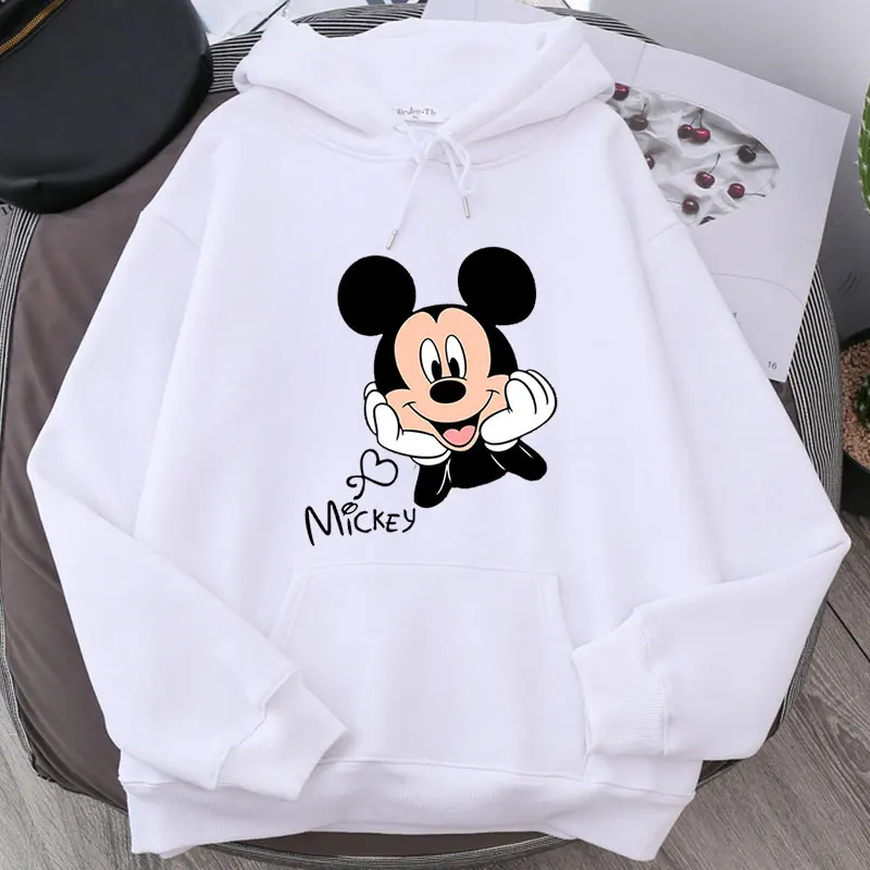 Disney cartoon printed sweater women fun hip hop Minnie print autumn and winter fashion Harajuku style hoodie Men Mickey Hoodie images - 6