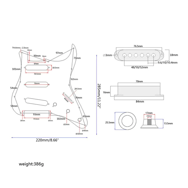 

11 Holes Guitar Pickups Anti-Scratch Plate Protective Prewired loaded Pickguard Electric Guitar Replacement Parts