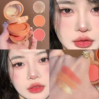 3 in 1 highlighter blush palette color rendering long lasting pink gold glitter highlight rouge lying silkworm brighten cosmetic