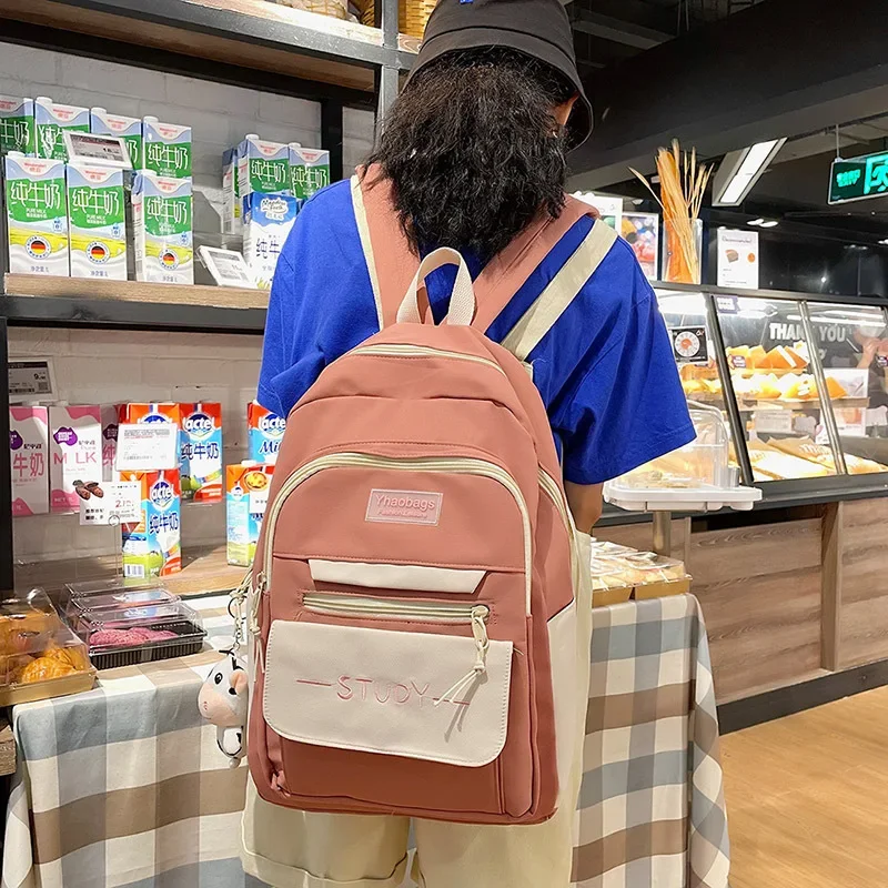 

Женский вместительный красный повседневный рюкзак для колледжа, модные женские нейлоновые сумки для ноутбука и учебников, милая Женская дорожная школьная сумка для девушек