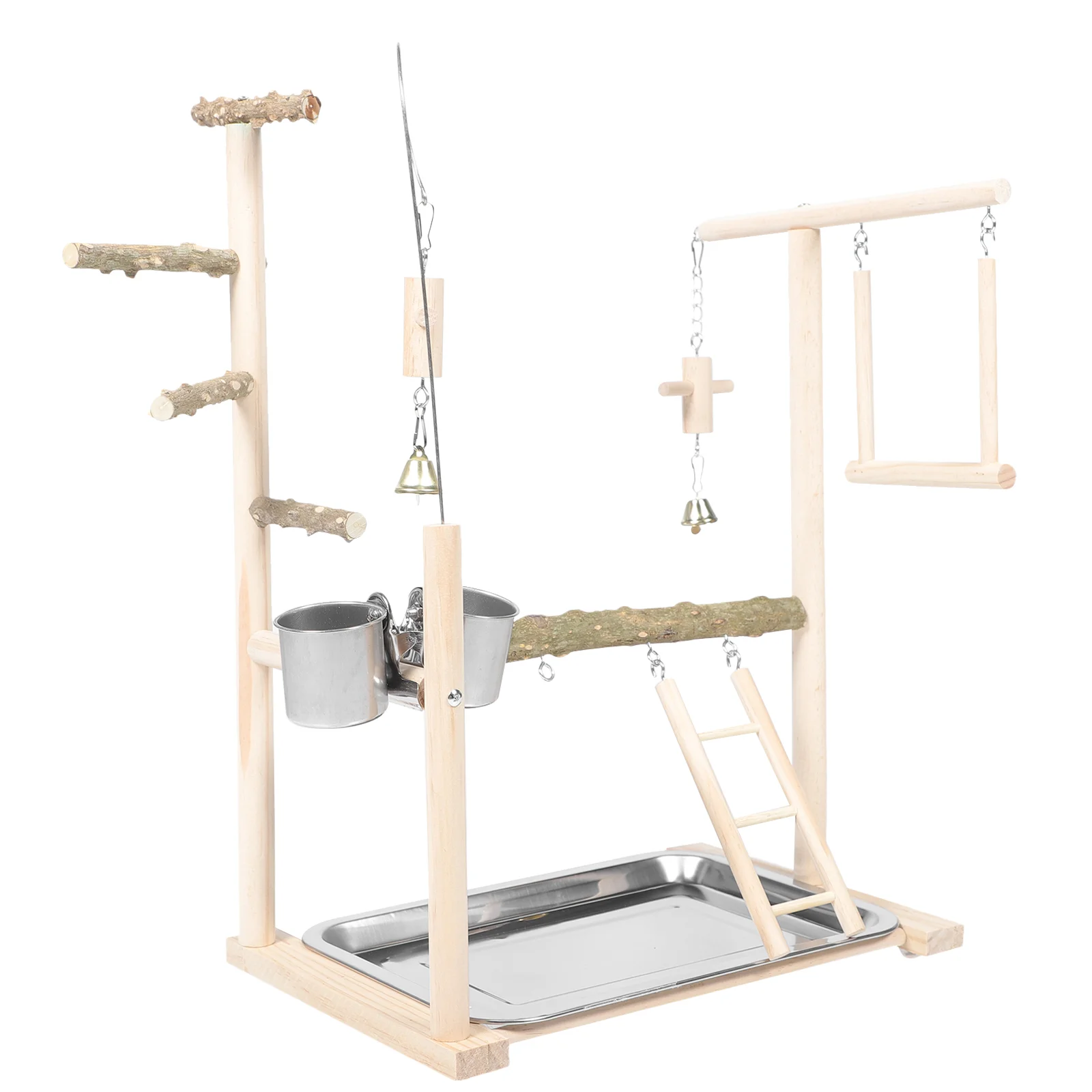 

Natural Parrot Stand Office Small Bird Cages for Parakeets Wooden Training Perch