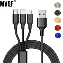MVQF 멀티 USB 포트 마이크로 USB C 타입 충전기 케이블, 다중 USB 충전 코드, USB C 휴대폰 와이어, 아이폰 삼성 S10 용, 3 인 1