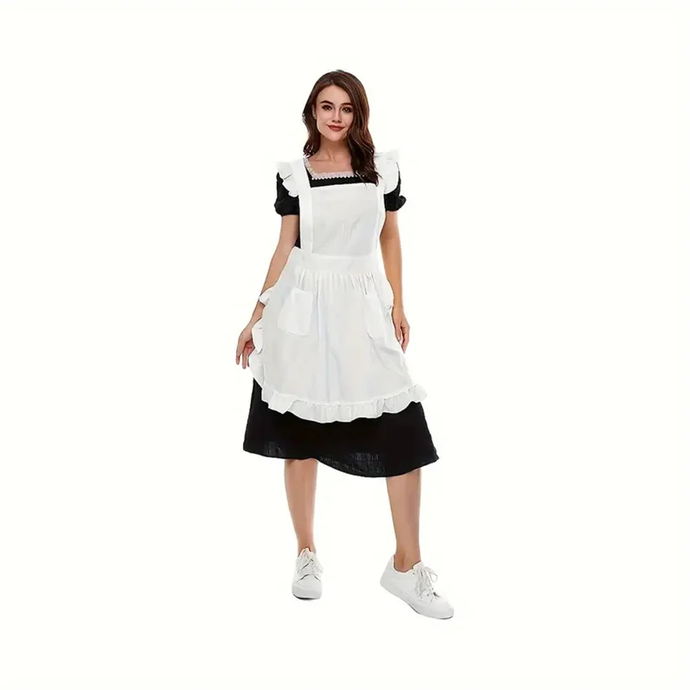 Портативный Белый Фартук Из Полиэстера С Карманами Для Уборки Дома Кухни Выпечки